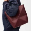 Bolso tote mediano «Puzzle Fold» en piel de becerro brillante