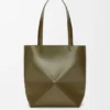 Bolso tote mediano «Puzzle Fold» en piel de becerro brillante