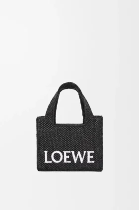 Bolso tote «Mini Loewe Font Tote» de rafia