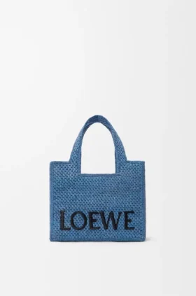 Bolso tote «Mini Loewe Font Tote» de rafia