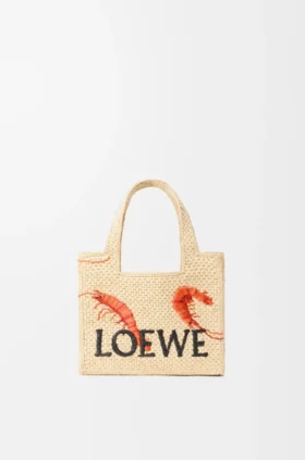 Bolso tote «Mini Loewe Font Tote» de rafia