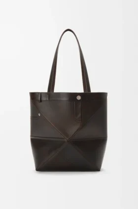 Bolso tote Panta Puzzle Fold mediano en piel de becerro brillante