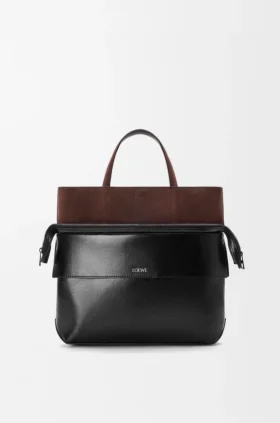 Bolso tote Switch pequeño en piel de becerro con efecto papel y ante
