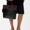 Bolso tote Switch pequeño en piel de becerro con efecto papel y ante