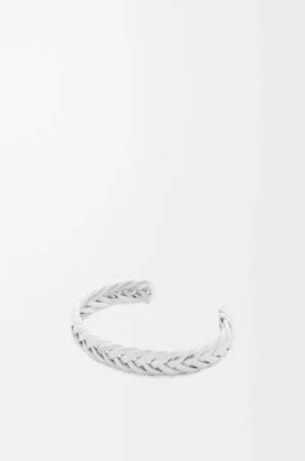 Brazalete trenzado fino de plata de ley