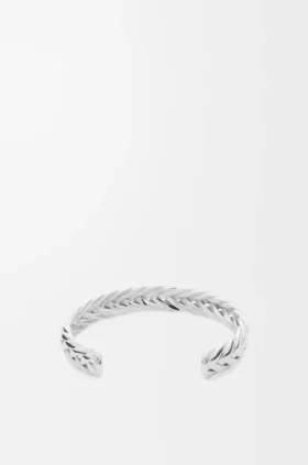 Brazalete trenzado fino de plata de ley
