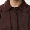 Camisa drapeada de ante de cabra