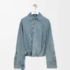 Camisa drapeada de denim