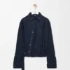 Camisa drapeada de denim