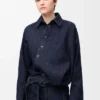 Camisa drapeada de denim