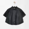 Camisas de manga corta con corte trapecio en piel de cordero napa