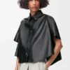 Camisas de manga corta con corte trapecio en piel de cordero napa