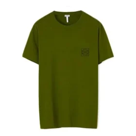 Camiseta de manga corta con cuello redondo de algodón bordado «Loewe Anagram Classic» para hombre, color verde, H6109230Cr-4160