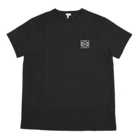 Camiseta de manga corta de cuello redondo de algodón bordado «Loewe Anagram Classic» para hombre, color negro, H6109230Cr-1100