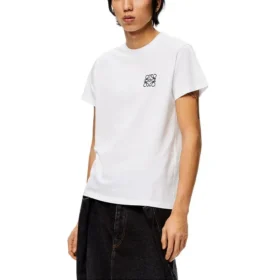 Camiseta de manga corta de cuello redondo de algodón con bordado «Anagram» de loewe para hombre, color blanco, H526Y22J26-2100