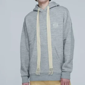 Camiseta de manga larga con capucha para hombre de loewe con el Anagram bordado, color gris, H6109701Si