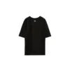 Camiseta unisex de manga corta con eslogan estampado en el pecho, color negro H000341X11