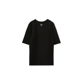 Camiseta unisex de manga corta con eslogan estampado en el pecho, color negro H000341X11