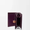 Cartera compacta con cremallera de piel de becerro de grano suave