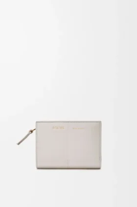 Cartera compacta «Duet» en piel de becerro lisa y granulada