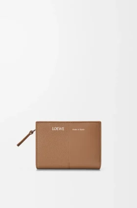 Cartera compacta «Duet» en piel de becerro lisa y granulada