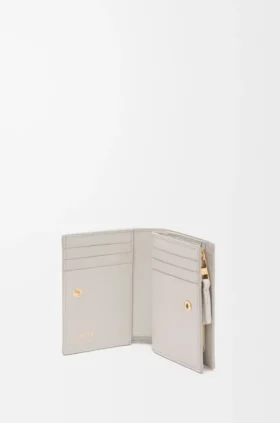 Cartera compacta «Duet» en piel de becerro lisa y granulada