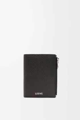 Cartera compacta y delgada de piel de becerro clásica texturizada