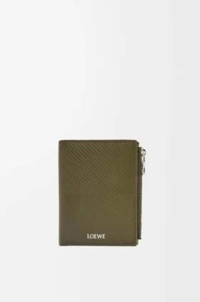 Cartera compacta y delgada de piel de becerro clásica texturizada