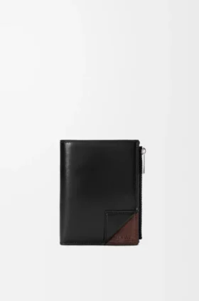 Cartera compacta y delgada «Switch» en piel de becerro granulada flexible y ante