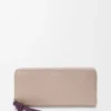 Cartera con cremallera envolvente «Knot» en piel de becerro napa brillante