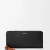 Cartera con cremallera envolvente «Knot» en piel de becerro napa brillante