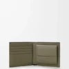 Cartera doble con compartimento para monedas en piel de becerro satinada
