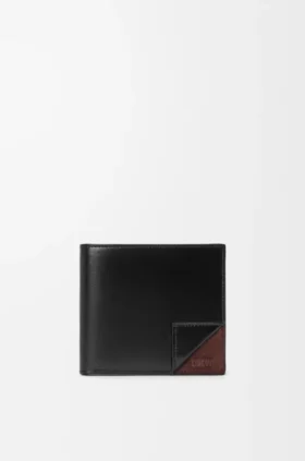 Cartera doble «Switch» en piel de becerro granulada flexible y ante