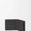 Cartera plegable de piel de becerro clásica texturizada