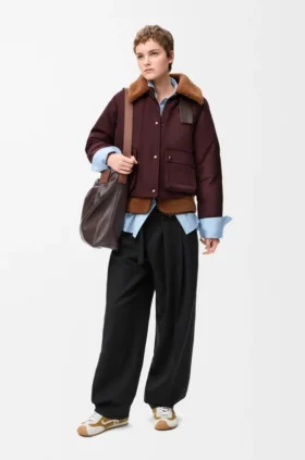 Chaqueta acolchada de mezcla de piel de oveja y algodón