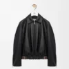 Chaqueta con cinturón de piel de cordero napa