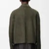 Chaqueta con cremallera de piel de cordero ante