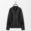 Chaqueta con cremallera de piel de cordero napa