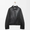 Chaqueta con cremallera de piel de cordero napa