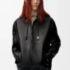 Chaqueta con cremallera de piel de cordero napa