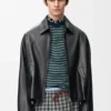 Chaqueta con cremallera de piel de cordero napa