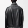 Chaqueta con cremallera de piel de cordero napa