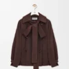 Chaqueta con lazo en piel de cabra de ante