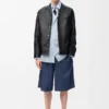 Chaqueta de estilo laboral en piel de cordero napa