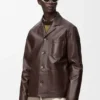 Chaqueta de estilo laboral en piel de cordero napa