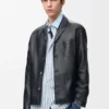 Chaqueta de estilo laboral en piel de cordero napa