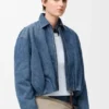 Chaqueta drapeada de denim