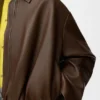 Chaqueta drapeada de piel de cordero napa