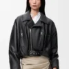 Chaqueta motera de piel de cordero napa
