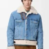 Chaqueta tipo camionero de denim y piel de oveja